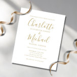 Papier Faire-part de mariage de script Gold Budget<br><div class="desc">Doté de noms de style signature,  cet élégant faire-part de mariage économique peut être personnalisé avec vos informations en lettres dorées chic. Conçu par Thisisnotme©</div>