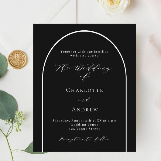 Papier Faire-part de mariage de script moderne en arche b