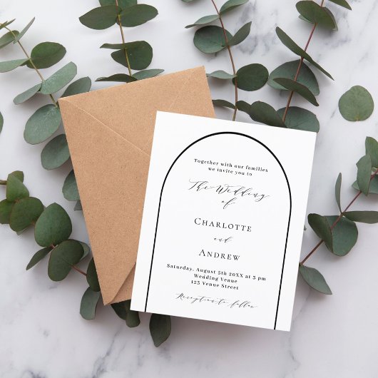 Papier Faire-part de mariage de script moderne en arche n