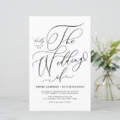 Papier Faire-part de mariage de script noir Whimsical (Debout devant)