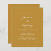 Papier Faire-part de mariage de script ocre moderne Budge (Devant / Derrière)