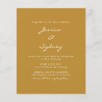 Faire-part de mariage de script ocre moderne Budge