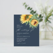 Papier Faire-part de mariage de script Sunflower Budget (Debout devant)
