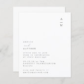 Papier Faire-part de mariage de texte Monogramme minimal  (Devant / Derrière)