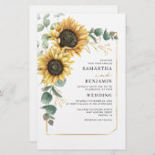 Papier Faire-part de mariage de tournesol vert Eucalyptus (Devant / Derrière)