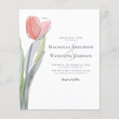 Papier Faire-part de mariage de tulipe d'aquarelle budgét (Devant)