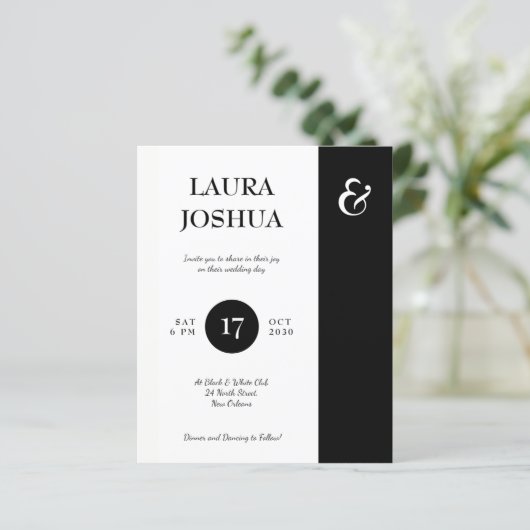 Papier Faire-part de mariage de typographie noir budget (Debout devant)