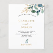 Papier Faire-part de mariage de verdure à l'eucalyptus bu (Devant)