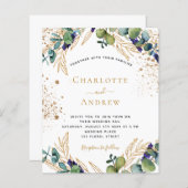 Papier Faire-part de mariage de verdure à l'eucalyptus bu (Devant / Derrière)