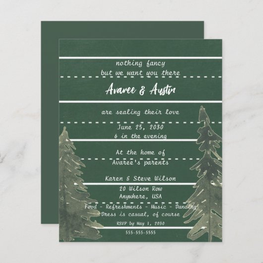 Papier Faire-part de mariage Décontracté du tableau de bo (Devant / Derrière)