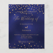 Papier Faire-part de mariage des coeurs d'or bleu marine (Devant)