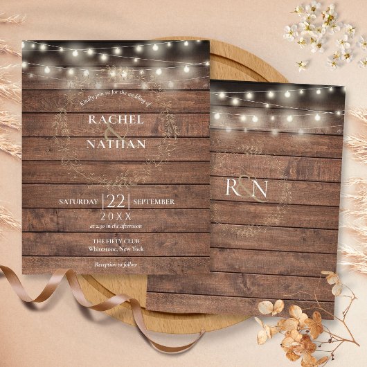 Papier Faire-part de mariage des voyants à chaînes rustiq