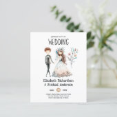 Papier Faire-part de mariage dessiné à la main Bohème Mig (Debout devant)