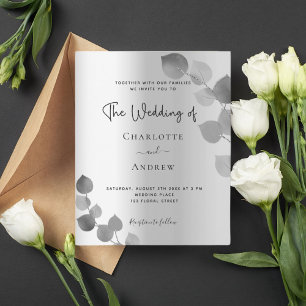 Papier Faire-part de mariage d'eucalyptus argenté budgéta