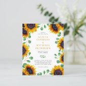 Papier Faire-part de mariage d'eucalyptus de tournesol bu (Debout devant)