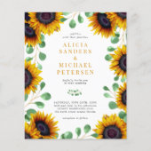 Papier Faire-part de mariage d'eucalyptus de tournesol bu (Devant)