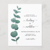 Papier Faire-part de mariage d'eucalyptus minimal du budg (Devant)