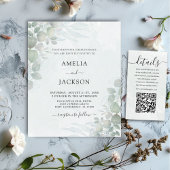 Papier Faire-part de mariage d'eucalyptus vert de l'échel