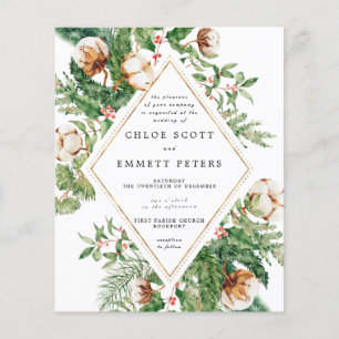 Papier Faire-part de mariage d'hiver Budget Holly Pine