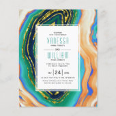 Papier FAIRE-PART DE MARIAGE d'or en tranche bleue BUDGET (Devant)