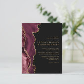 Papier Faire-part de mariage d'or noir et bordeaux (Debout devant)