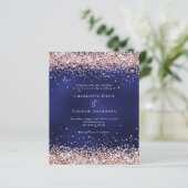 Papier Faire-part de mariage du budget de l'or rose bleu  (Debout devant)