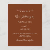 Papier Faire-part de mariage du budget du script de rouil (Devant)