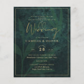 Papier Faire-part de mariage du budget Emerald Green Gold (Devant)