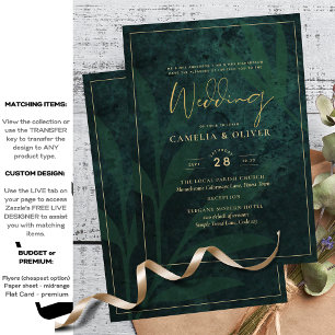 Papier Faire-part de mariage du budget Emerald Green Gold