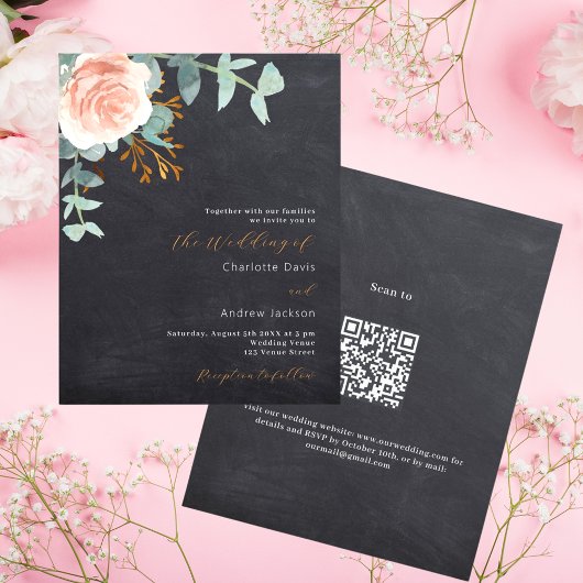 Papier faire-part de mariage du budget QR du tableau de b