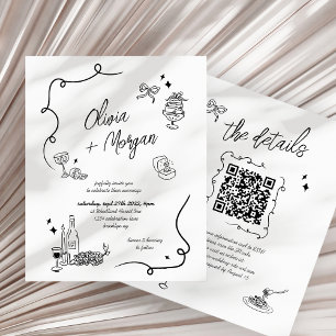 Papier FAIRE-PART DE MARIAGE du code QR du doodle de grib