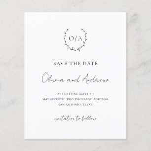 Papier Faire-Part de Mariage Économique avec Monogramme d