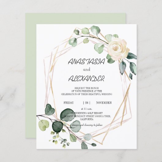 Papier Faire-part de mariage économique. Faire-part (Devant / Derrière)