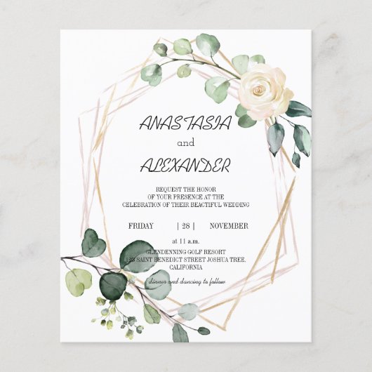 Papier Faire-part de mariage économique. Faire-part (Devant)