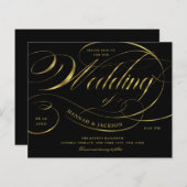 Papier Faire-part de mariage élégant à budget avec écritu (Devant / Derrière)