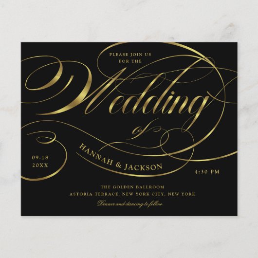 Papier Faire-part de mariage élégant à budget avec écritu (Devant)