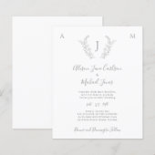 Papier Faire-part de mariage élégant à monogramme sur bud (Devant / Derrière)