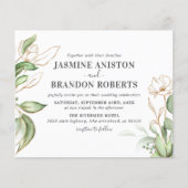 Papier Faire-part de mariage élégant eucalyptus or à budg (Devant)