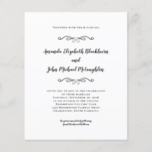 Papier Faire-part de mariage élégant noir et blanc à peti