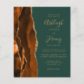 Papier Faire-part de mariage en agate vert foncé Rust Bud (Devant)