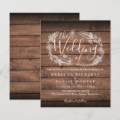 Papier Faire-part de mariage en bois rustique de budget a (Devant / Derrière)