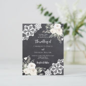 Papier Faire-part de mariage en dentelle blanche grise (Debout devant)