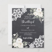 Papier Faire-part de mariage en dentelle blanche grise (Devant)