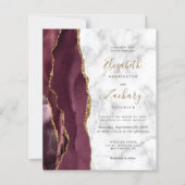 Papier Faire-part de mariage en marbre d'agate dorée de B (Devant)