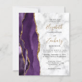 Papier Faire-part de mariage en marbre d'agate violet or (Devant)