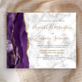 Papier Faire-part de mariage en marbre d'âge or violet bu