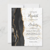 Papier Faire-part de mariage en marbre d'or d'agate noire (Devant)