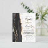 Papier Faire-part de mariage en marbre doré à vieillissem (Debout devant)