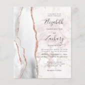 Papier Faire-part de mariage en marbre gris agate et or r (Devant)