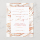 Papier Faire-part de mariage en marbre or Rose en cuivre  (Devant)